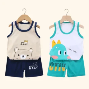 2PCS Summer Cotton T-Shirts Shorts Set