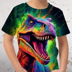 3D Dinosaur Printed T-Shirt